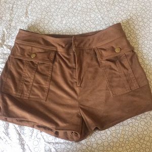 F21 brown suede shorts